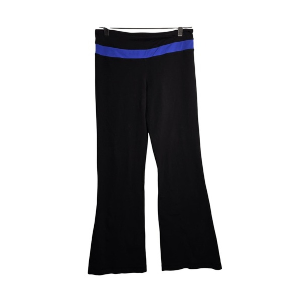Lululemon Black Flare Leg‎ Yoga Pants Blue Waistband Size 6 Athletic